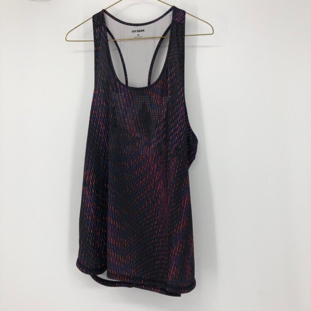 Ivy Park Laser Cut perforated blue red racerback tank top medium - Picture 2 of 13